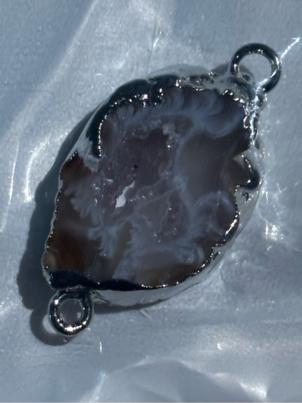 Natural Stone Pendant Druzy Crystal Double Hole Connector Jewelry Diy Necklace